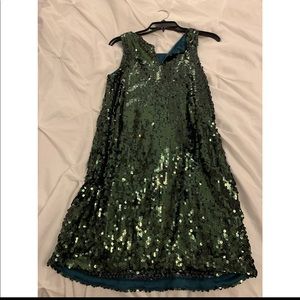 green sequin dress